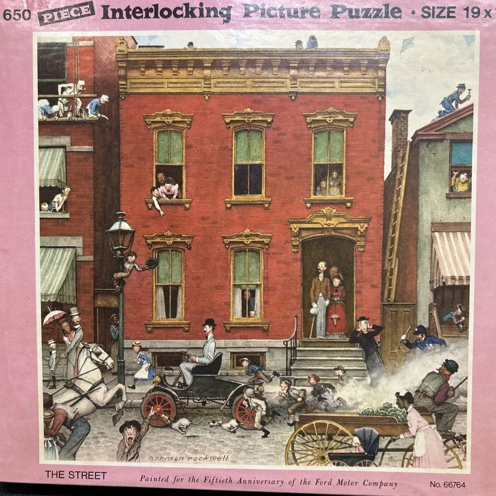 Jaymar Norman Rockwell The Street 650 PC Puzzle Vintage Ford Motor Co 50th Anniv